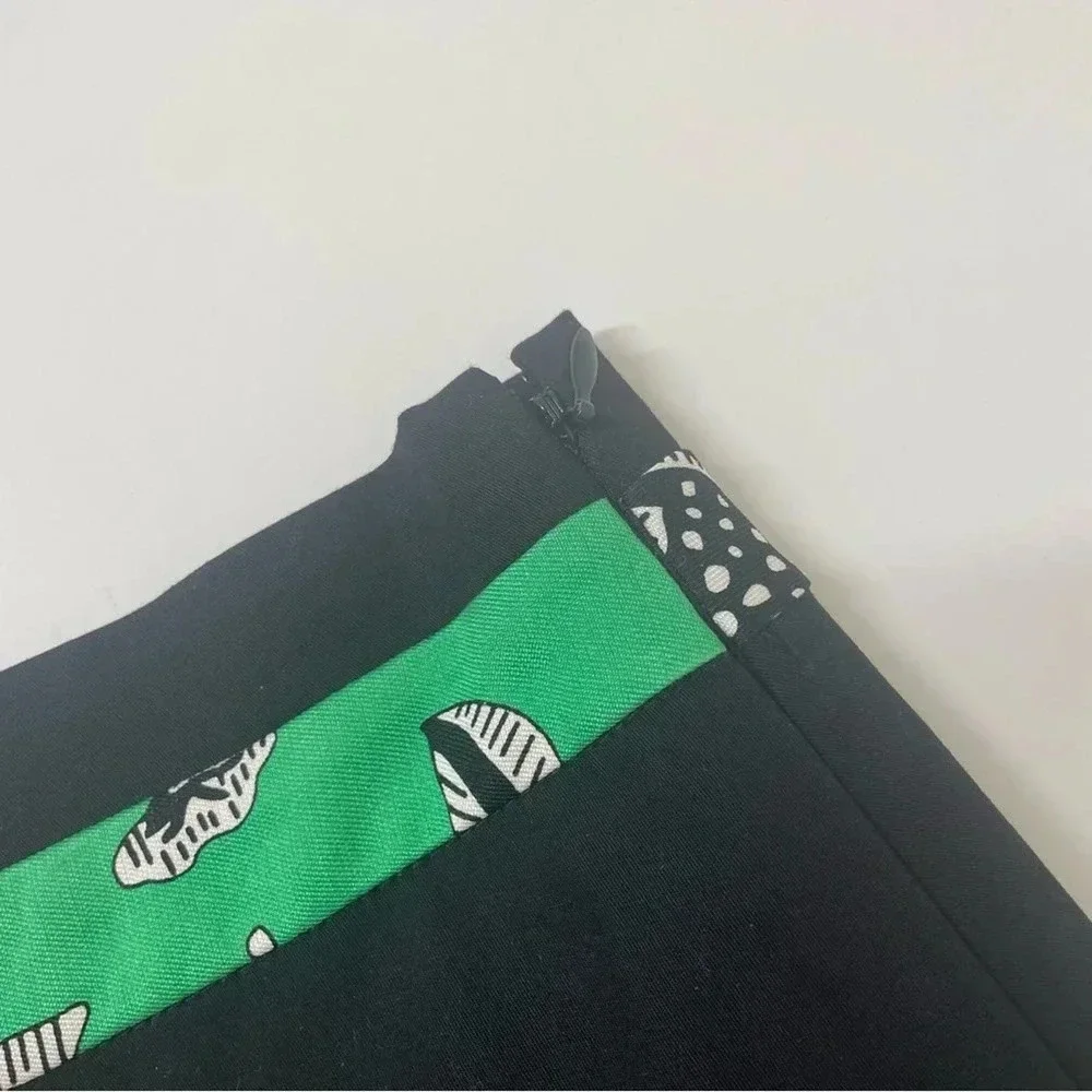 NEW Diane Von Furstenberg Claire Skirt in Simple Toile Garden Green Black Size 6